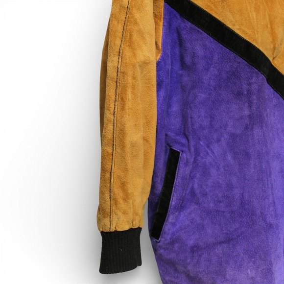 Derby Leather Coat Works Jacket Womens XL Multicolor Excellent Suede Colorblock - Picture 4 of 10